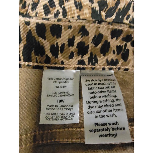 Terra‎ & Sky Core Straight Leg Demin Leopard Size 18W High Rise - Picture 9 of 10